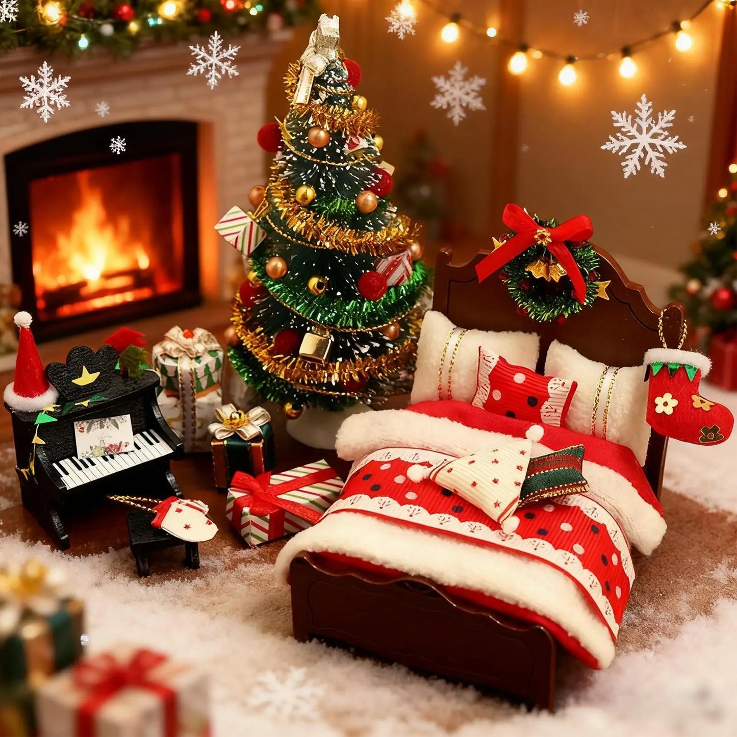 Décorations de Noël miniatures pour maison de poupée